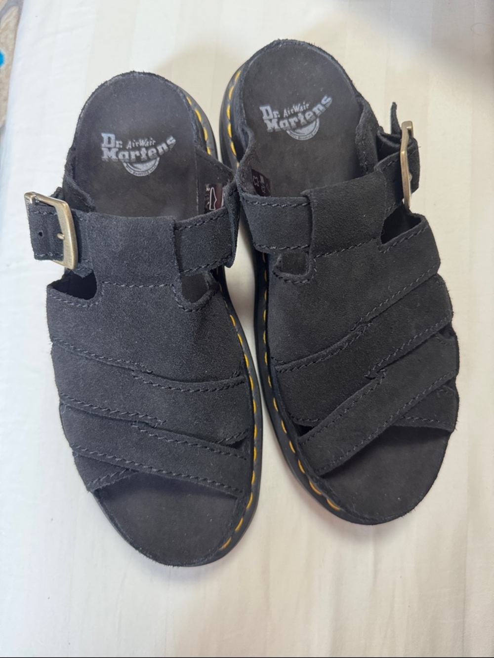 Dr. Martens Unisex Maxxy Slide Buttersoft Black Suede Leather Sandals UK 7 NWOB
